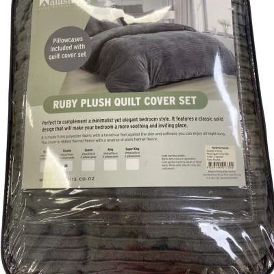 Alastair’s plush double charcoal quilt cover set