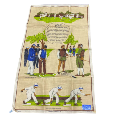 Pure Linen Lawn Bowls Tea Towel