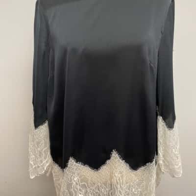 NEW WITH TAGS RRP $249 Morrison Womens  Size 4 Long Sleeve Shirt Black  / White 