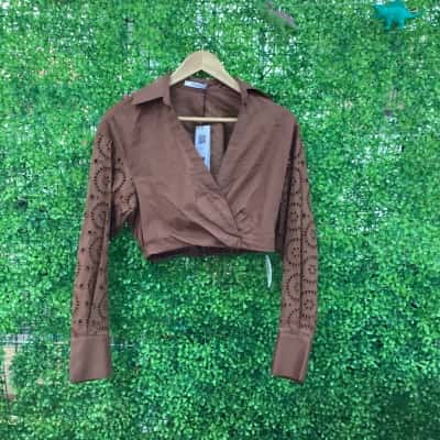 Sheike Womens  Size 6 Long Sleeve Shirt Brown 