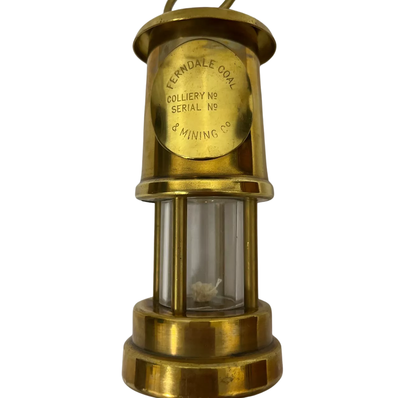 Vintage Welsh Brass Miner's Safety Lamp Souvenir Ferndale Coal