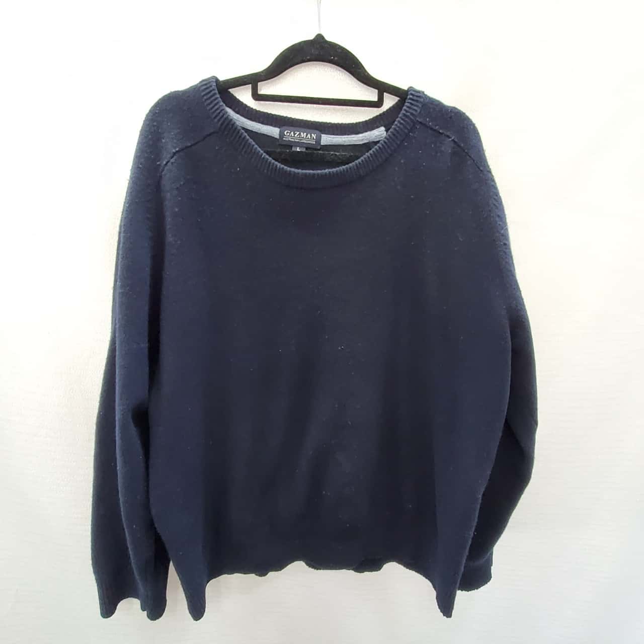 GAZMAN Lambswool Mens Size L Jumpers Navy Blue (s)