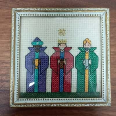 3 Wise Men Miniature Tapestry in Vintage Frame