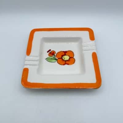 Vintage Japan Orange Floral Dish