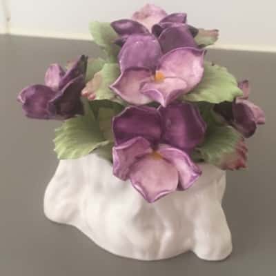 Vintage Aynsley Bone China November Violet Decor Purple Floral Porcelain Bouquet 7 x 7 cm  VERY DELICATE    CAB