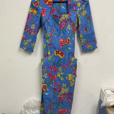 Sacha Drake Womens  Size 10 Maxi Dress Blue / Floral 