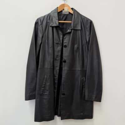 Capture Black Leather Jacket - Size 12 