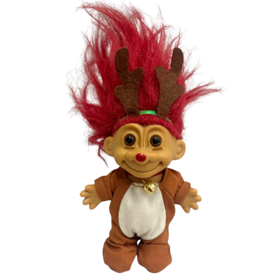 Vintage Reindeer Rudolph Troll Doll 