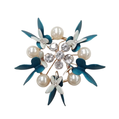 Blue Butterfly and Pearl Statement Brooch