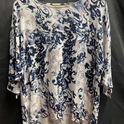 Liz Jordan Womens Size 14 White & Blue Top