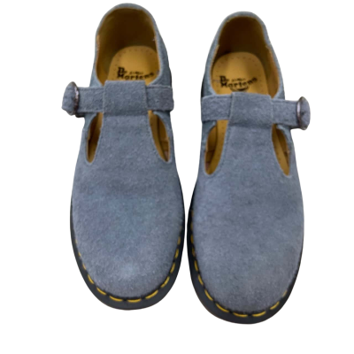 Dr Martens T-Bar Blue Suede, Mary Jane Leather Shoes with Buckle - Size: US Men's 9, US Ladies 10
