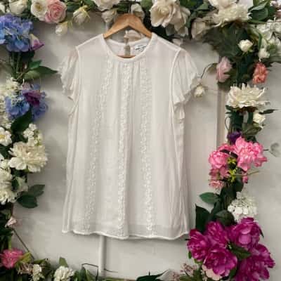 Reiss Size 12 White gauze blouse 