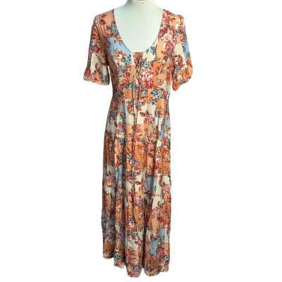 Dotti Womens  Size 12 Maxi Dress Floral / Orange 