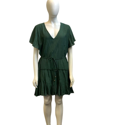 Brand New Atmos&Here Womens  Size 16 Luna Tiered Mini Dress Emerald 