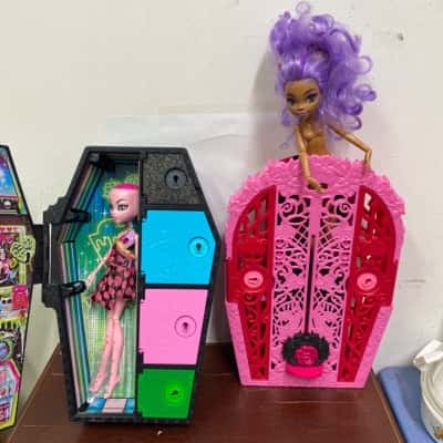 Two Monster High Dolls in cases 