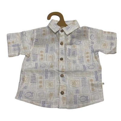 BNWT Kynd Baby Kids Size 18-24m Blue/White Sea Print Top  