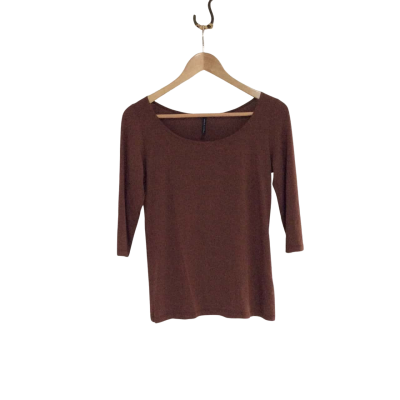 Sarah Pacini Women's Size 2 3/4 Sleeve Top Brown 