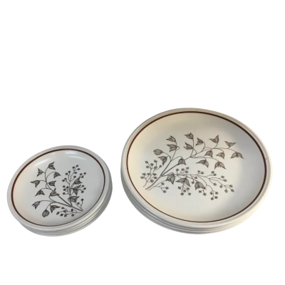 Biltons England Cream/ Brown Floral Plates x 4 and Side Plates x 4