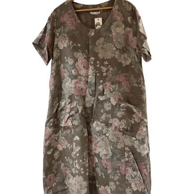 Made in Italy linen dress no size but looks like Size 16 Floral RRP 174.95