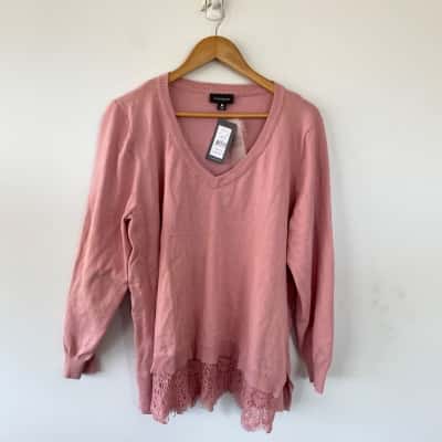 Autograph Blush Knitwear Lace Detail Jumper  Size M 
