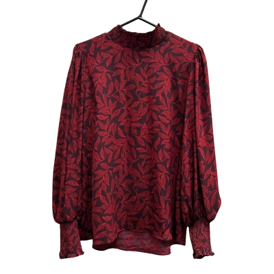 WITCHERY Size 14 Leaf Dot High Neck Blouse 