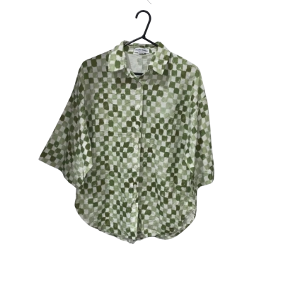 Charlie Holiday Green Checkered Shirt Size 8 