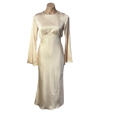 Billy J Womens Size 8 Champagne Aubrey Long Sleeve Midi Dress (new)