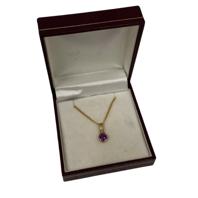 9K Marked Women's Pendant With Purple Stone (SN Marked Chain)