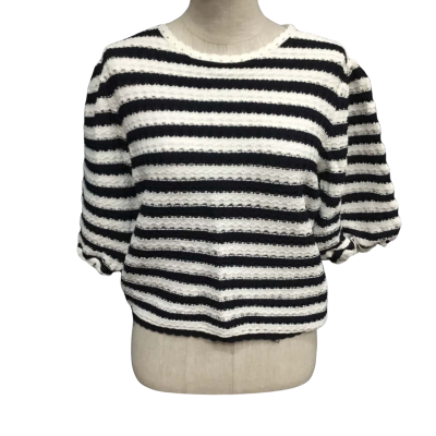 Maje Knitted  Size 3 Short Sleeve Top Black  / Striped / White 