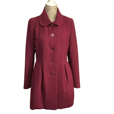 Forever New Womens  Size 12 Waisted Burgundy Winter Coat 