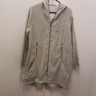 Annette Gortz size 42 fine Grey velvet corduroy quality lined Cotton hooded coat coat
