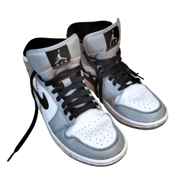 Nike - The Air Jordan 1 Mid Light Smoke Grey, Black & White. Men size 7.5