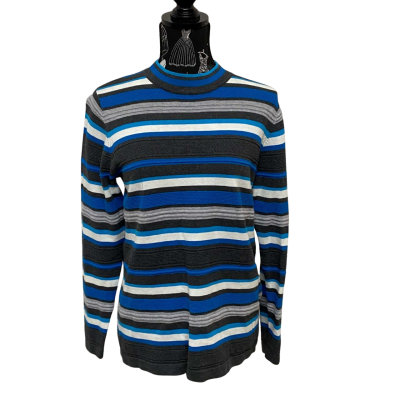  Sportswave Womens  Size 10 Crew Neck Jumper Blue / Multicoloured Stripes BNWT