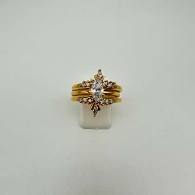 Natalyia V Collister Clear Stone Golden Tone Ring Set