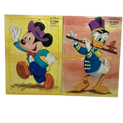 Walt Disney Donald Duck & Micky Mouse  Pre-School Jigsaw Puzzles On Heavyweight Card (x2) 26cm x 36cm (Paper)