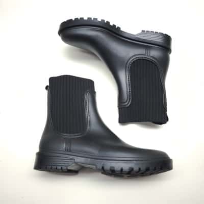 Seed Heritage Womens Black Rubber Ribbed Knit Elastic Ankle Gumboots Size 39  