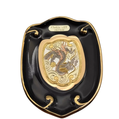 Chokin Plate 24k Gold 4” Dragon