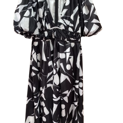 Passion Fusion Womens  Size 12 Maxi Dress Black  / White 