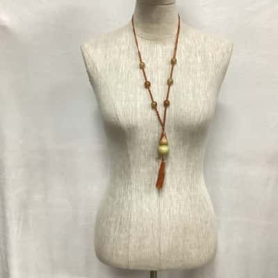 Heavy Stone Croquette  Necklace Brown 