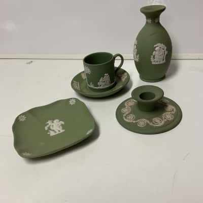 Assorted Wedgewood sage green jasperware