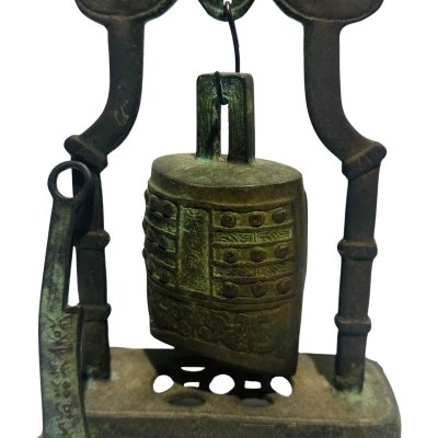 Chinese Style Bronze Finish Decorative Lucky Bell & Key Ornament