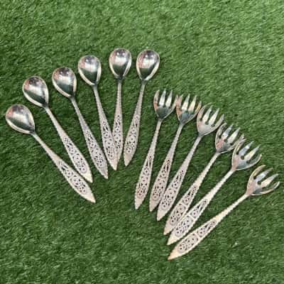 Vintage Dessert Spoons & Forks (12 Pieces)