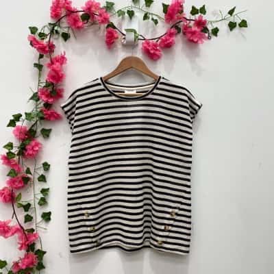 Sussan Womens Sleeveless Top Size L Black  / Striped / White 