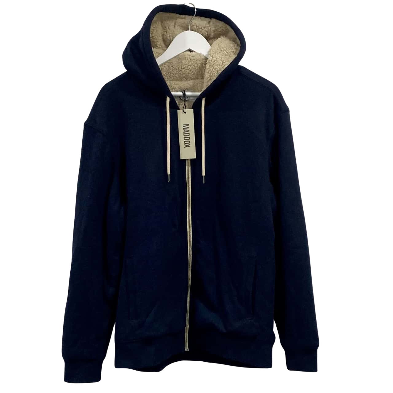 Maddox Thick Navy Blue Hooded Front Zippered Jacket