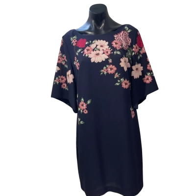 Review Womens  Size 14 Floral Dress Navy Blue 