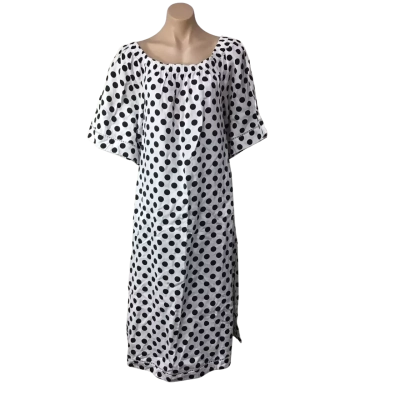 Country Road Womens Size 12 White / Black Spotted Linen Short Sleeve Midi Dress