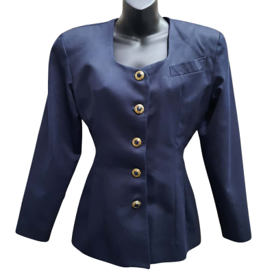 Vintage CHRISTOPHER CHRONIS Size 12 Dark Navy Blue Formal Jacket