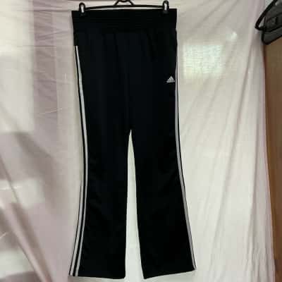 Adidas Womens  Size L Track Pants Black  / Striped / White 