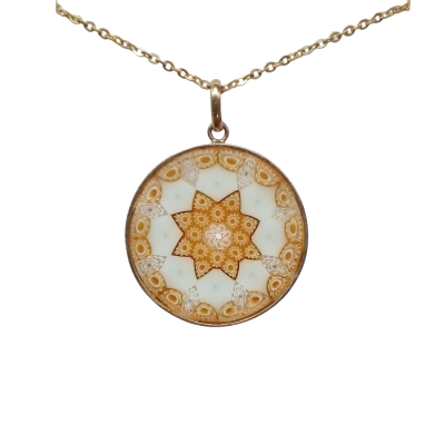  Women's White and Yellow Round Millefiori Necklace