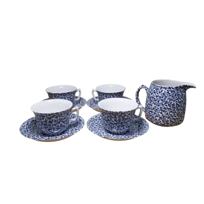 Burleigh Dark Blue Felicity Tea Set with Milk Jug